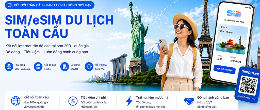 SIMPM mang eSIM du lịch đến hơn 200 quốc gia cho du khách Việt